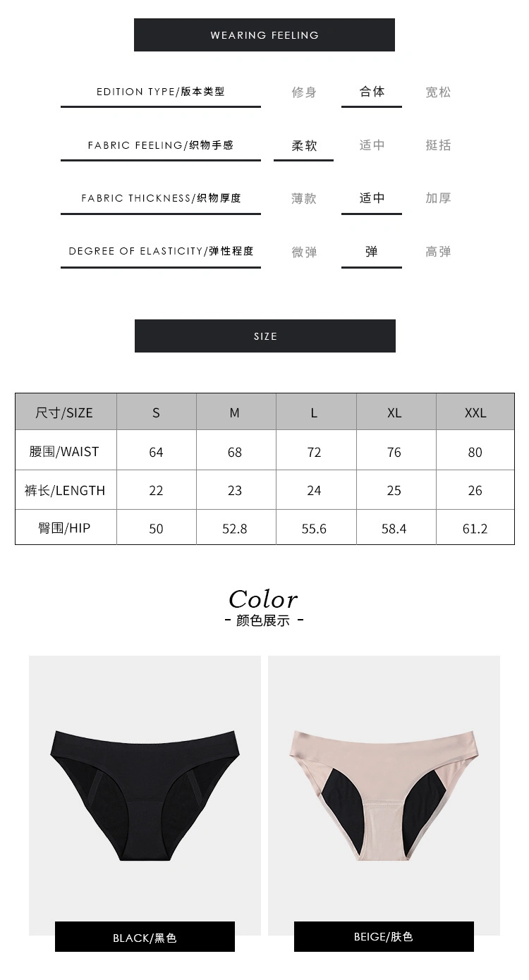 S-Shaper Women′s Comfort Period Briefs Postpartum Menstrual Leak-Proof Low Waist Period Underwear