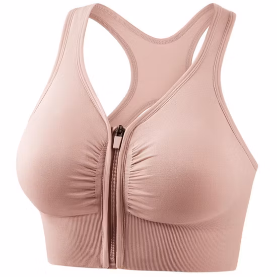 High Impact Running Yoga Workout Bra Women Seamless Sports Bra Zip Front Closure Bl20086
