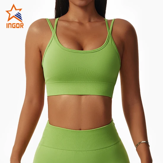 Sutiã feminino com zíper e elastano ODM feminino fitness sutiã para ioga