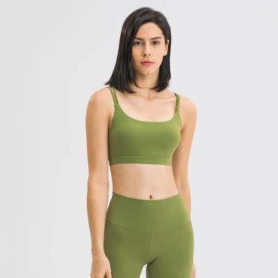 Sutiã esportivo feminino treino com alça acolchoada Fitness cor pura roupas de ginástica Sutiã de corrida