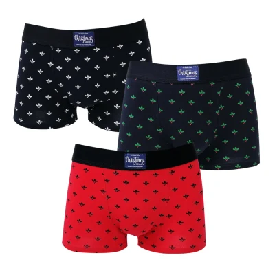 Cueca Boxer Masculina de Algodão Conforto Estilo Natal Atacado Preço de Fábrica