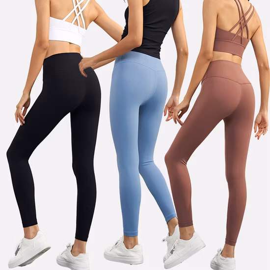 Europa e Estados Unidos New Peach Hip Cintura Alta Design Fino Sense Esportes Fitness Ioga Five Points Leggings Feminino